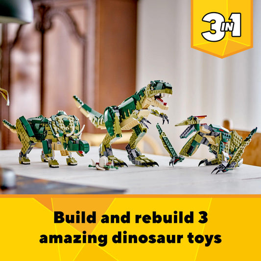 LEGO Creator 3-in-1 Triceratops with movable head and legs for dynamic storytelling.
