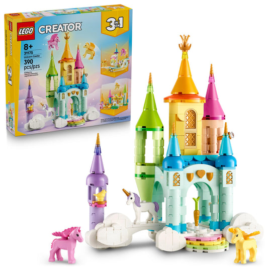LEGO Creator 3-in-1 Unicorn Castle front view sparks imaginative play