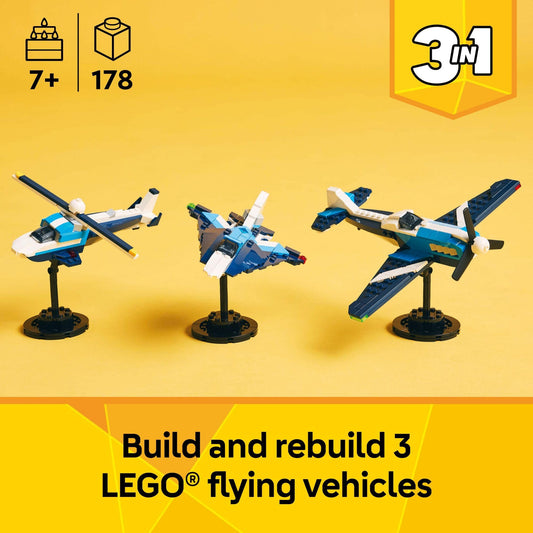 LEGO Creator 3-in-1 Aircraft Race Plane side view highlights compact build.