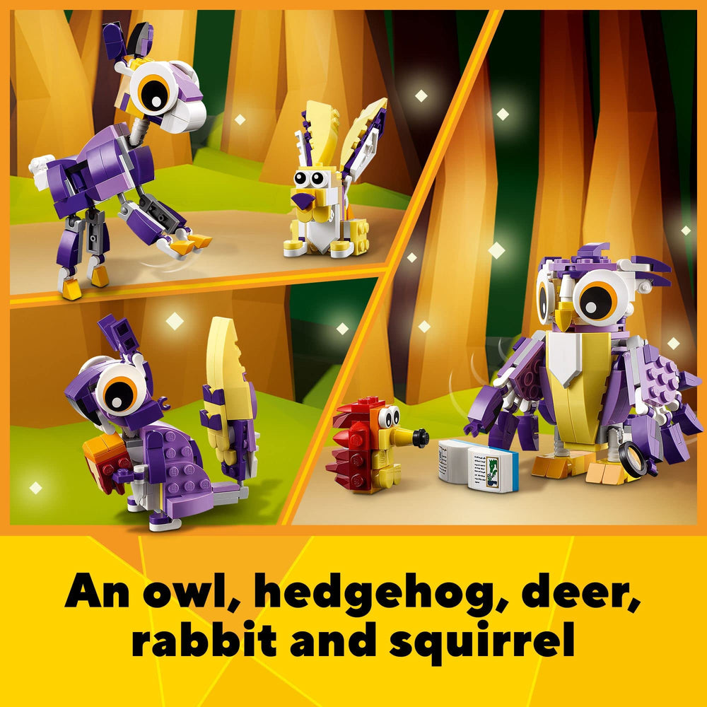 LEGO squirrel nibbling an acorn, highlighting playful forest details