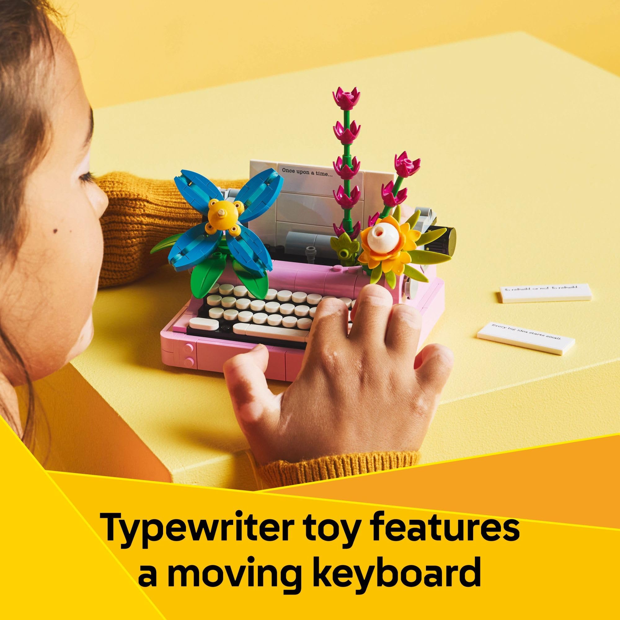 LEGO Keytar on stand with flowers encourages musical storytelling.