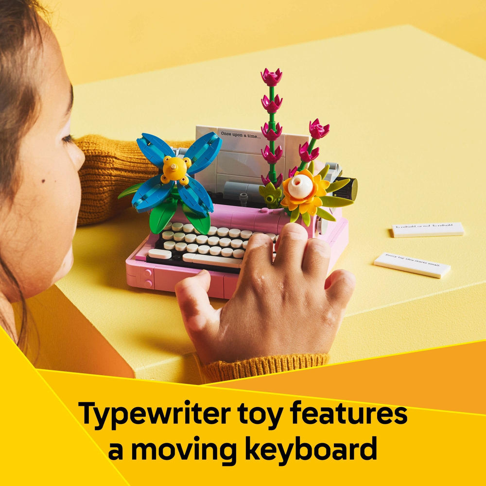 LEGO Keytar on stand with flowers encourages musical storytelling.