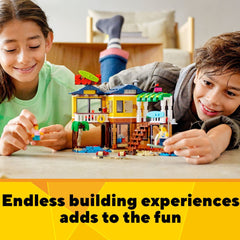 LEGO Creator 3in1 Minifigures beach adventure invites kids to act out seaside scenes.