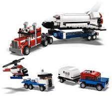 LEGO Creator 3in1 Shuttle Transporter trailer showing 10 rubber tires for realism.
