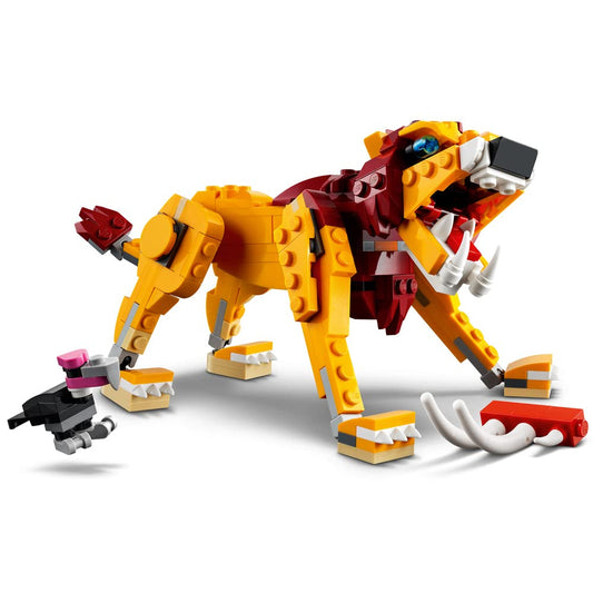 LEGO Creator 3in1 Wild Lion model with posable limbs for imaginative play.