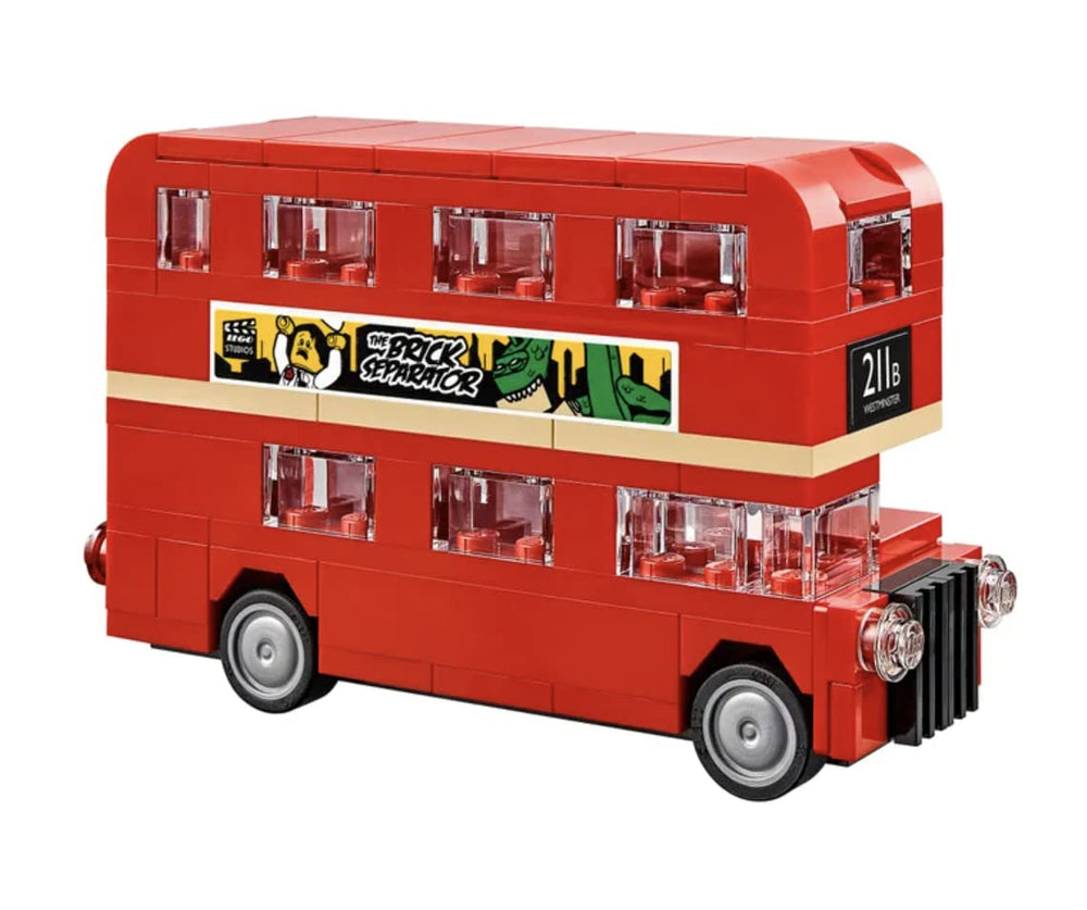 LEGO Creator Double Decker Bus wheels enable interactive rolling action.