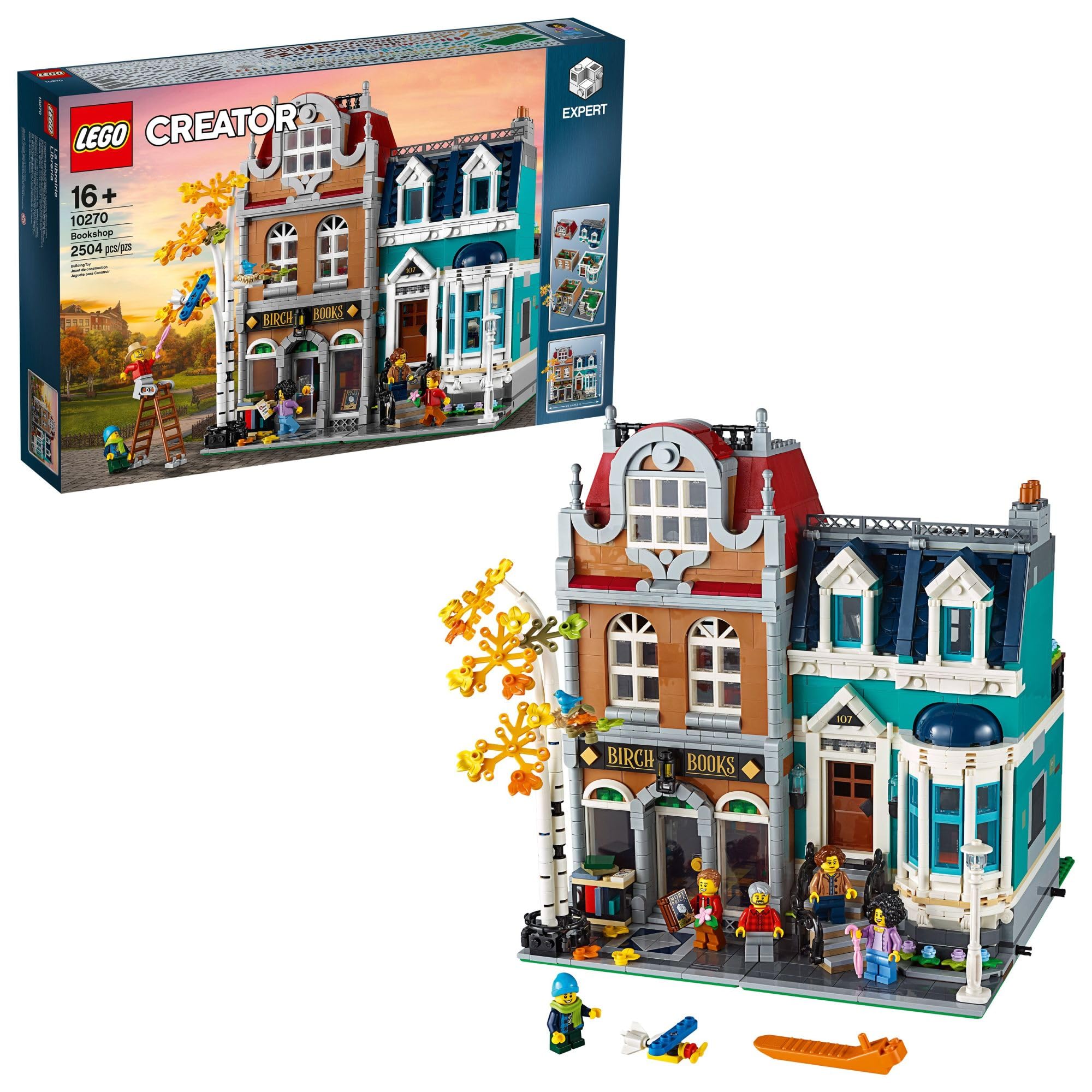 LEGO Creator Expert Bookshop 10270 front view, ideal for prominent display on collectors’ shelves