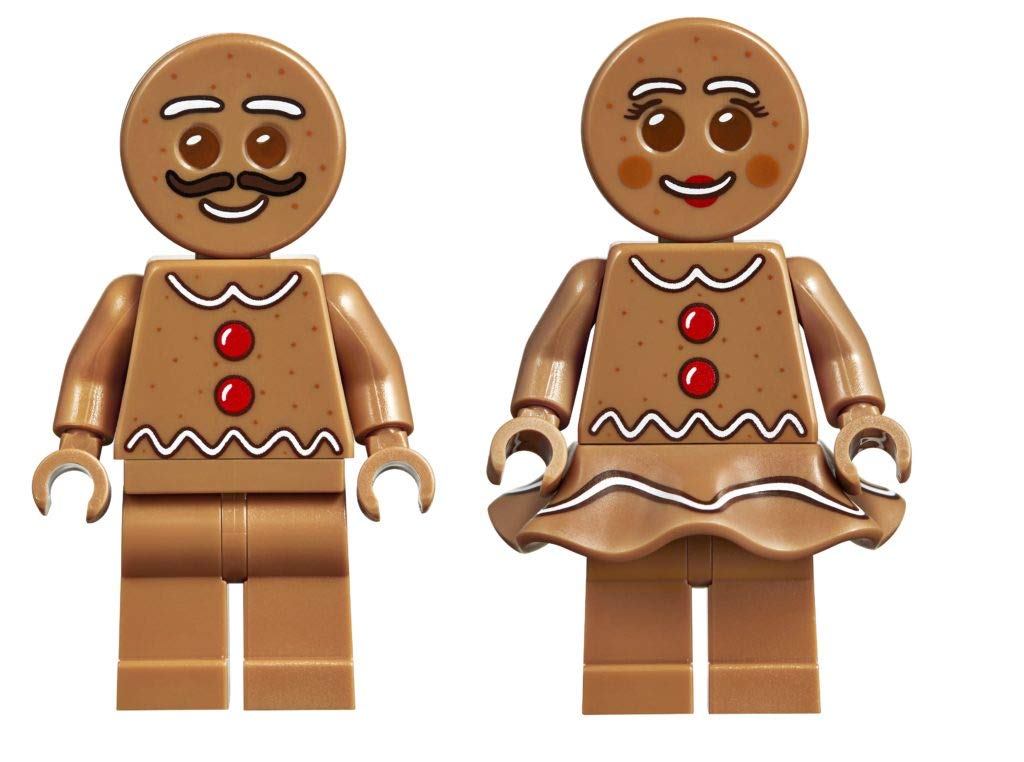 LEGO Gingerbread House interior features a bathroom with toilet and bathtub.