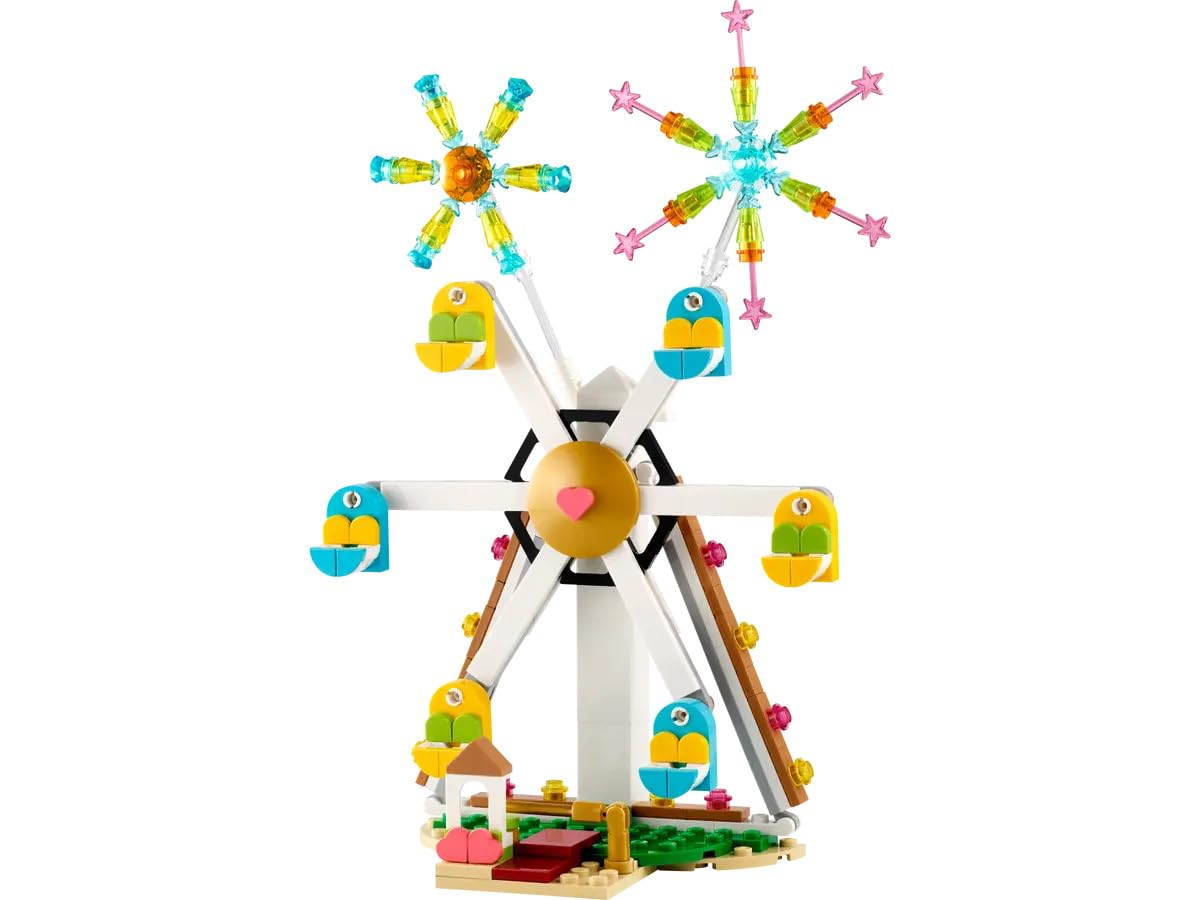 LEGO Creator Celebration Ferris Wheel fireworks display with transparent pieces for decorative scenes.