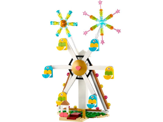 LEGO Creator Celebration Ferris Wheel fireworks display with transparent pieces for decorative scenes.