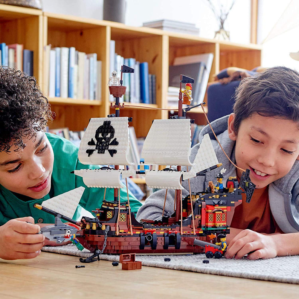 LEGO Pirate Ship treasure map enhances treasure-hunt storytelling.