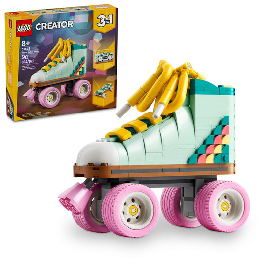 LEGO Creator Retro Roller Skate toy with pink wheels for imaginative play