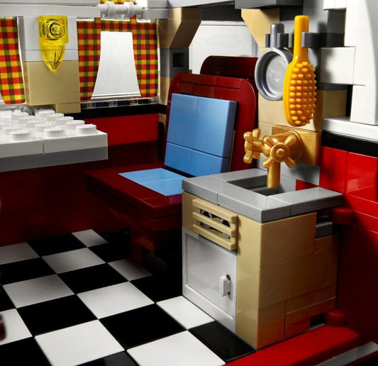 LEGO VW T1 Camper Van with opened doors highlighting interior access