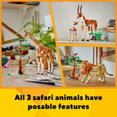 LEGO Creator 3-in-1 Wild Safari Animals giraffe pose with movable neck for interactive play