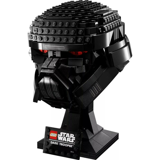 LEGO Dark Trooper Helmet 75343 eyes detail enhances authentic display.