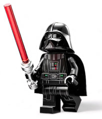 LEGO Darth Vader minifigure with lightsaber for display and play