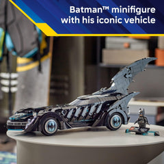LEGO DC Batman Batmobile display stand showcases the model on shelf or desk.