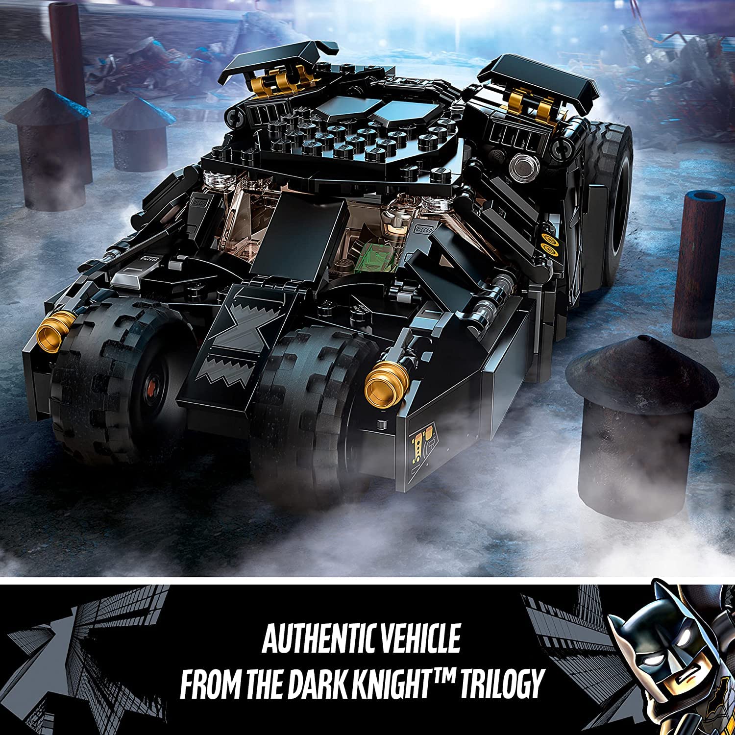 LEGO DC Batman Batmobile Tumbler Batman and Scarecrow included minifigs.