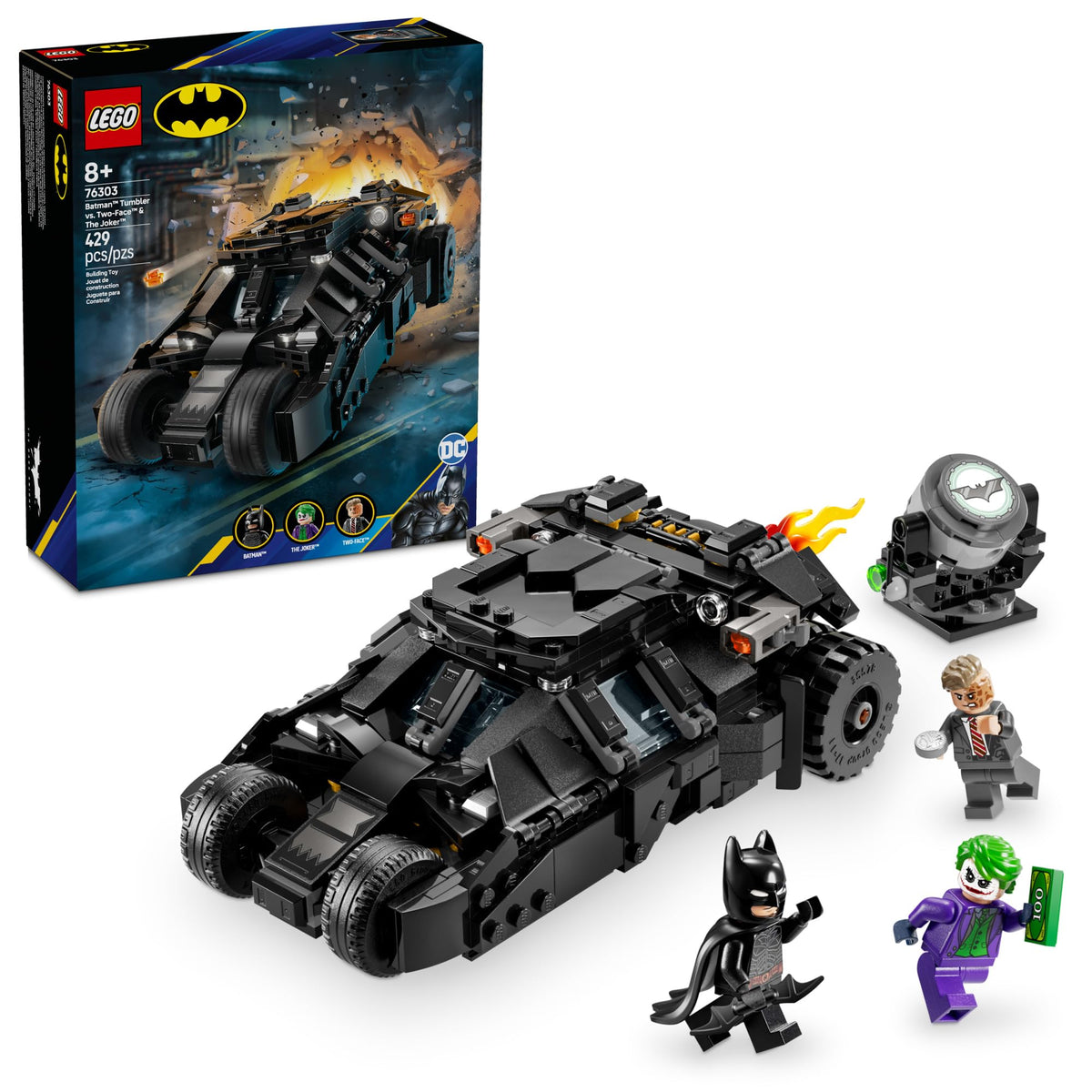 LEGO DC Batman Tumbler cockpit view, inviting immersive hero missions.