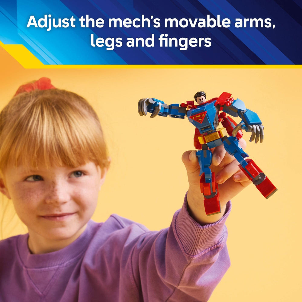 Mech with movable arms and legs allows dynamic, poseable action scenes.
