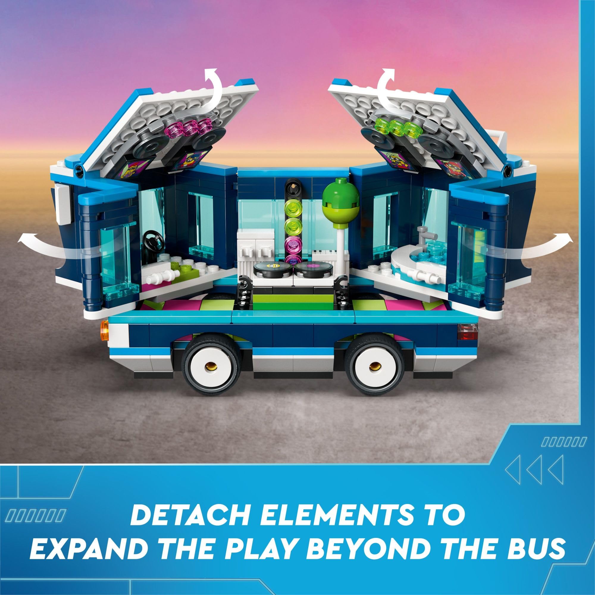 LEGO Despicable Me 4 Minions Music Party Bus dance floor and lights for dynamic pretend play