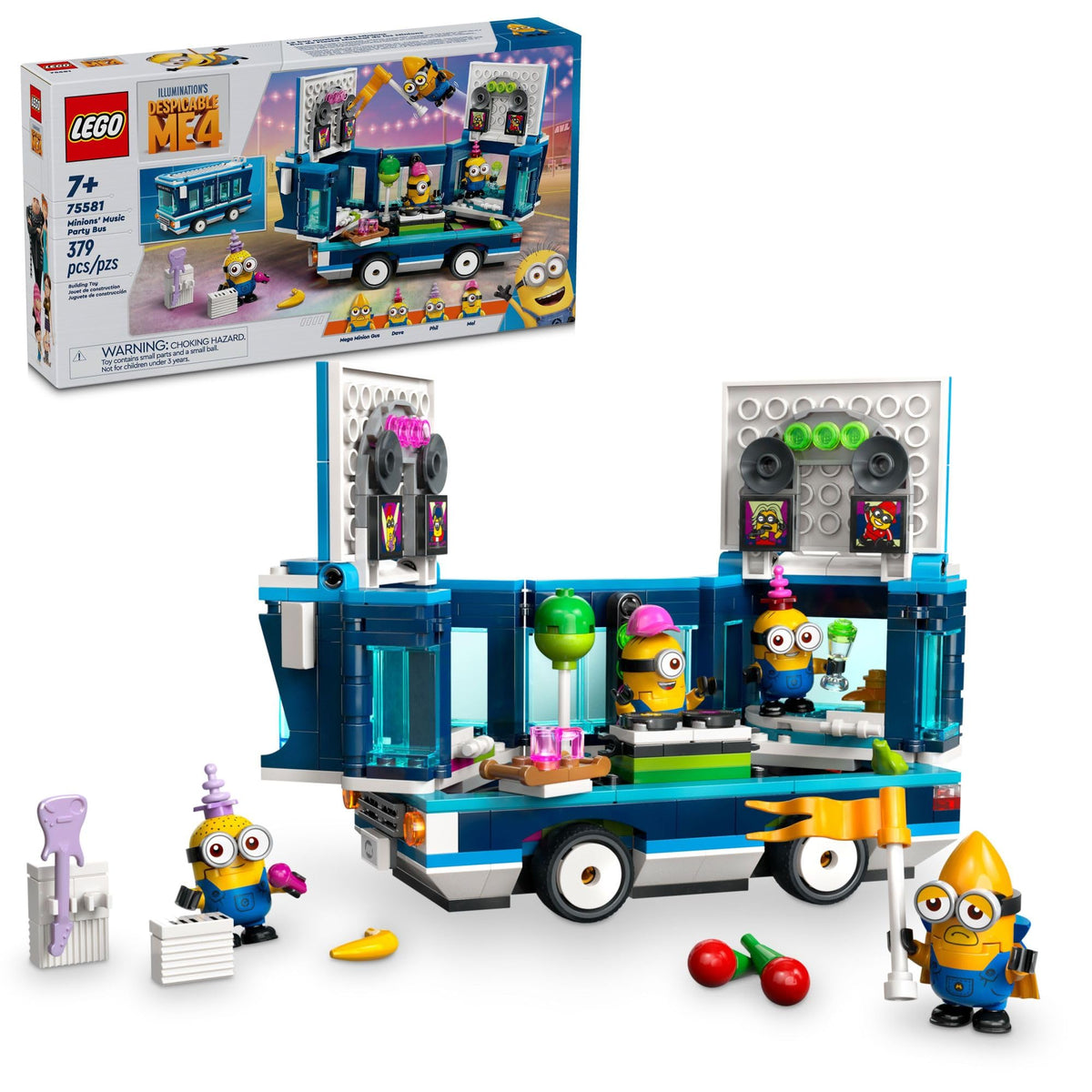 LEGO Despicable Me 4 Minions Music Party Bus exterior view inviting imaginative play