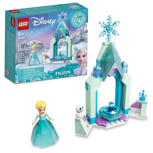 LEGO Disney Elsa’s Castle Courtyard fountain scene inspires imaginative play for kids.