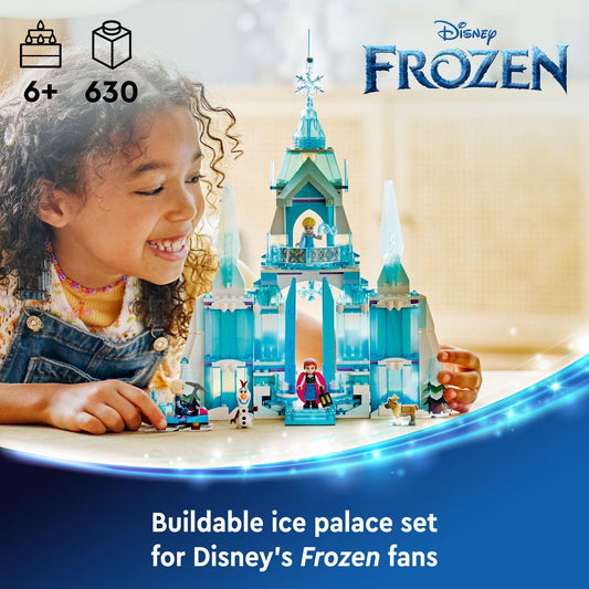 LEGO Disney Frozen Elsa's Ice Palace tower close-up showing snow crystal detailing for creative storytelling.