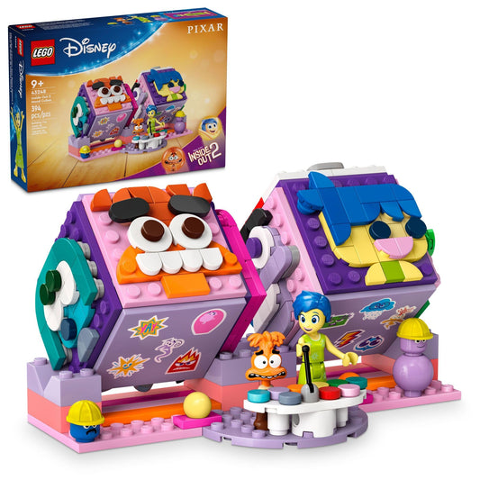 LEGO Disney Inside Out 2 mood cubes with expressive details for imaginative play.