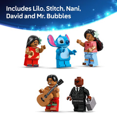 LEGO Disney Lilo and Stitch beach house display-ready set for shelf or desk.