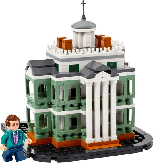 LEGO Disney Mini Enchanted Mansion 40521 display model with exclusive butler minifigure for collectors