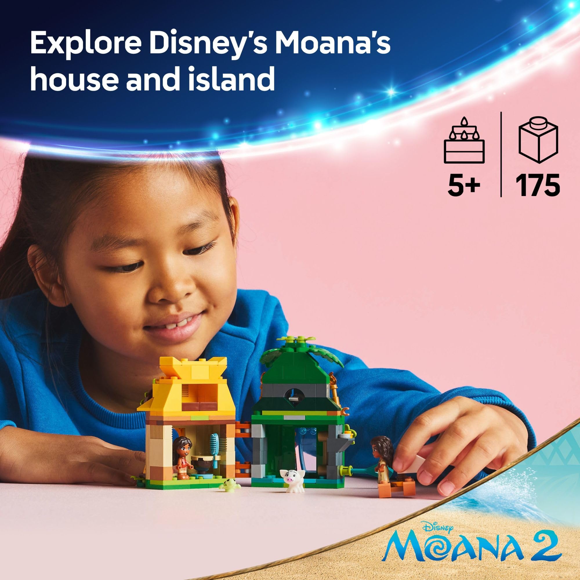 LEGO Disney Moana house with rooms supports role-play adventures anywhere.