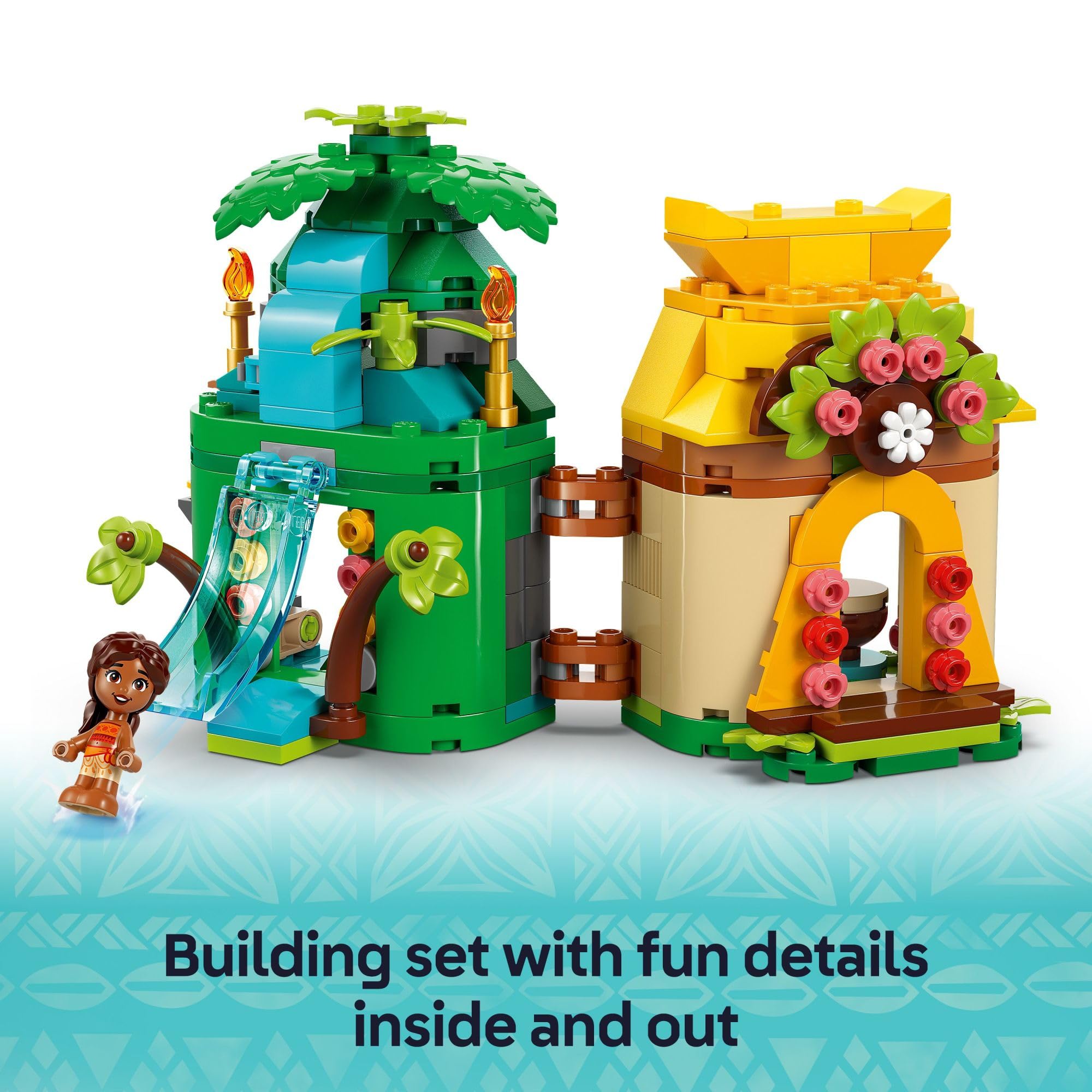 LEGO Disney Moana waterfall slide with hidden entrance sparks discovery moments.