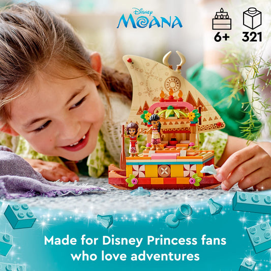 LEGO Disney Moana Wayfinding Boat shelter with beds for storytelling and rest breaks.