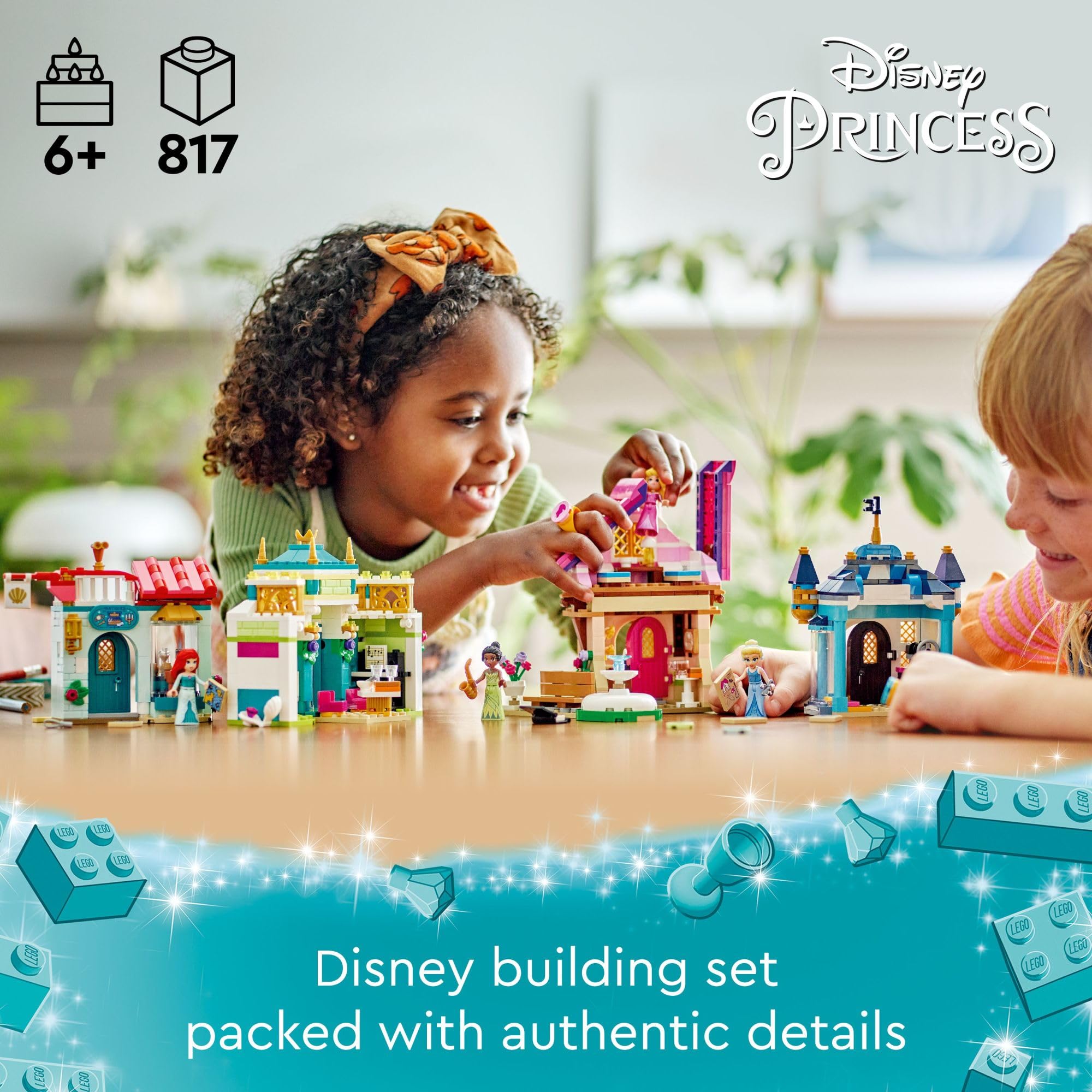 LEGO Disney Princess Market Adventure restaurant scene with Tiana invites imaginative restaurant play.