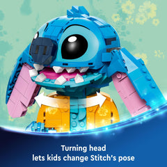 Moving ears on LEGO Stitch toy for expressive posing during play