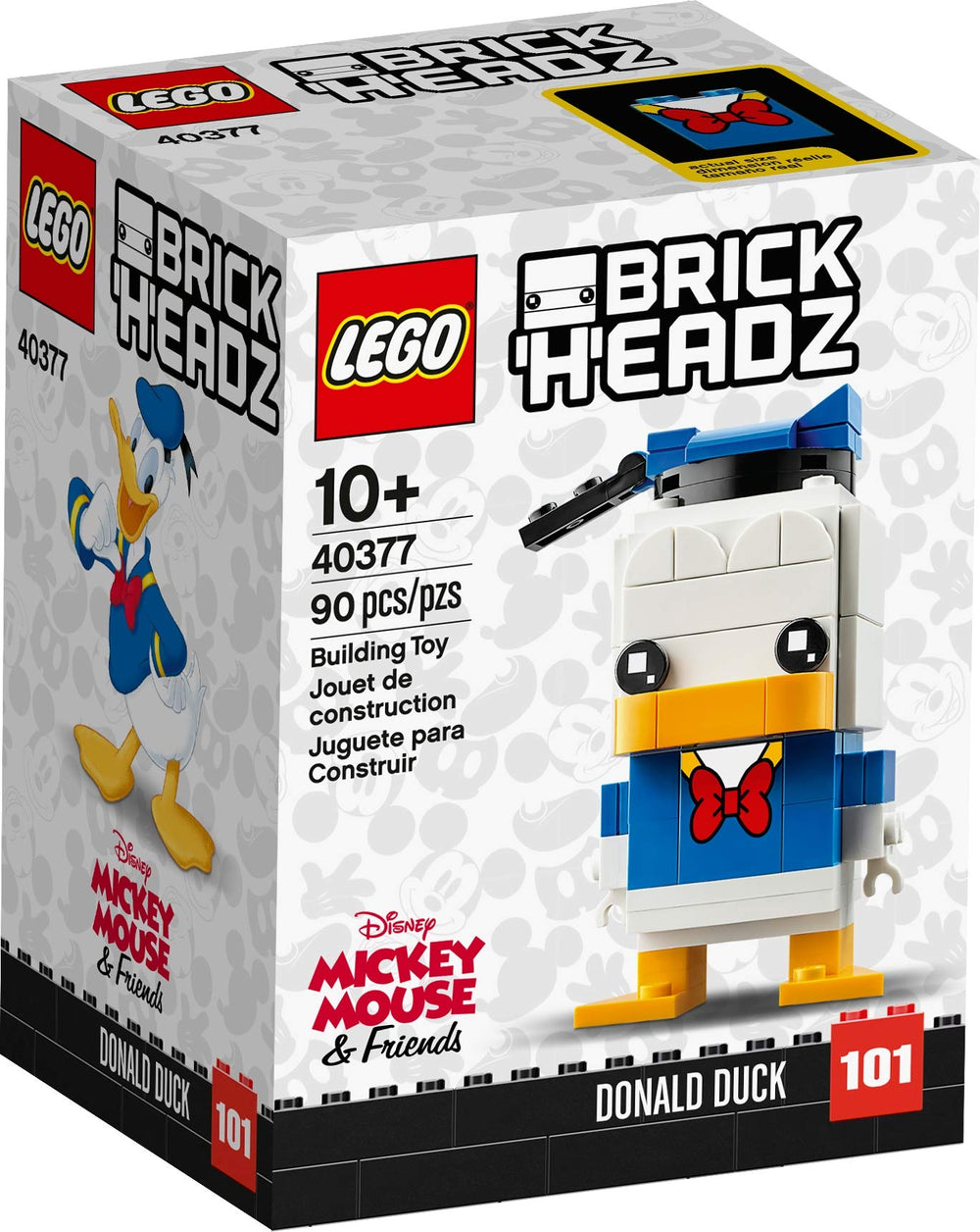 LEGO Donald Duck Brick Headz 40377, a displayable desk companion for Disney fans.