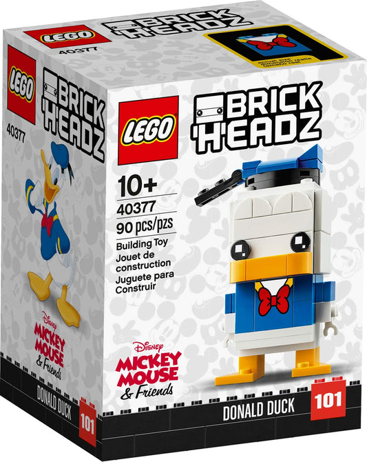 LEGO Donald Duck Brick Headz 40377, a displayable desk companion for Disney fans.