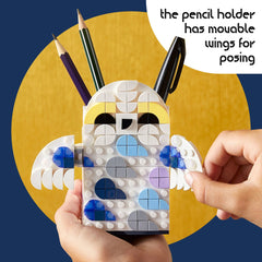 LEGO DOTS Hedwig set inspires creative design on a kid's study desk.