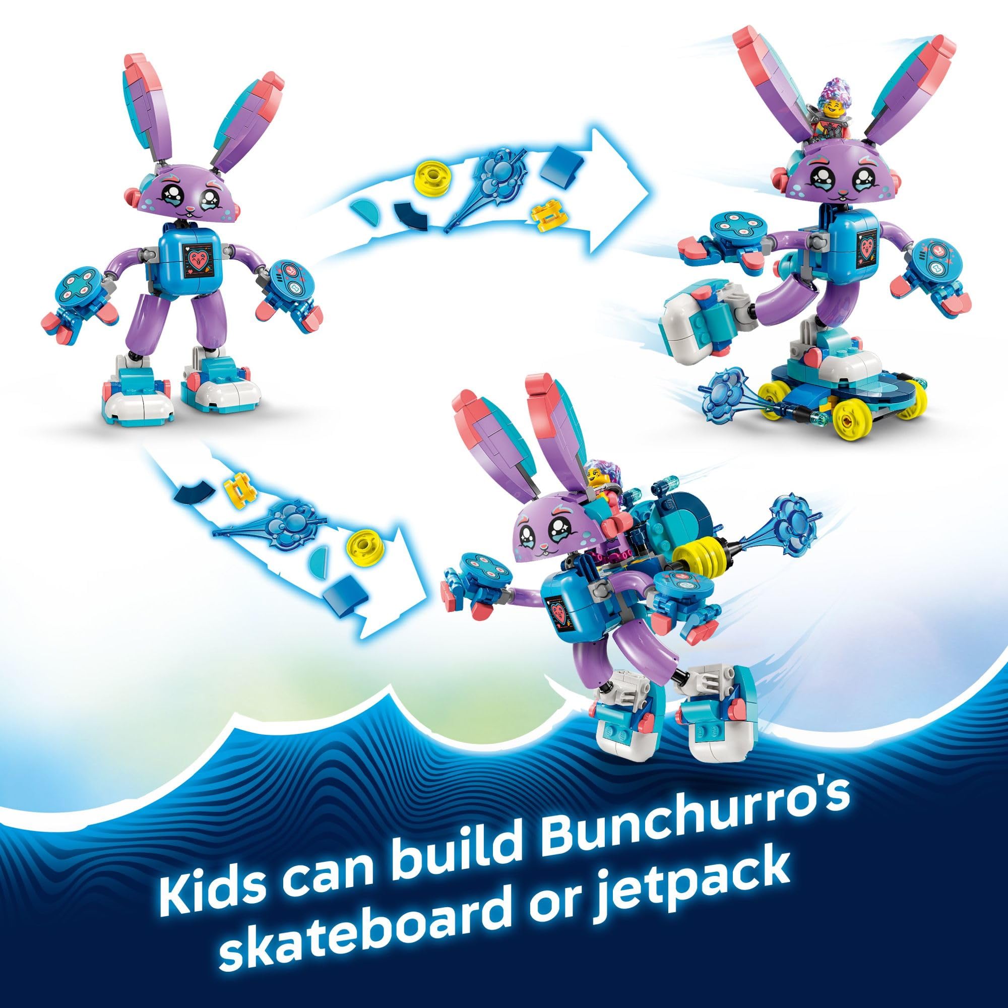 LEGO DREAMZzz Cyberling and Dreamling Carrot figures support creative role-play scenarios.