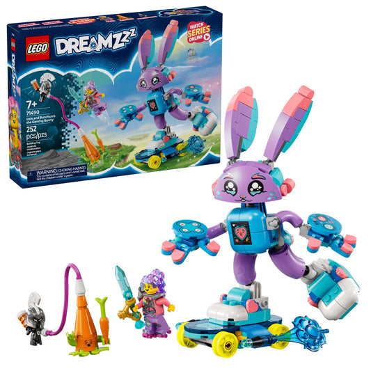 LEGO DREAMZzz Izzie and Bunchurro bunny build in action pose to spark imaginative play.