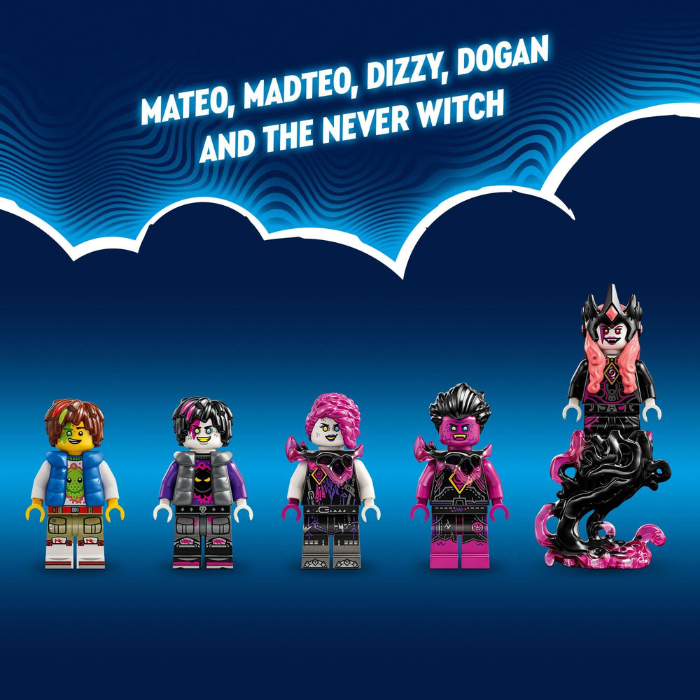 LEGO DREAMZzz Never Witch minifigure anchors magical adventures.