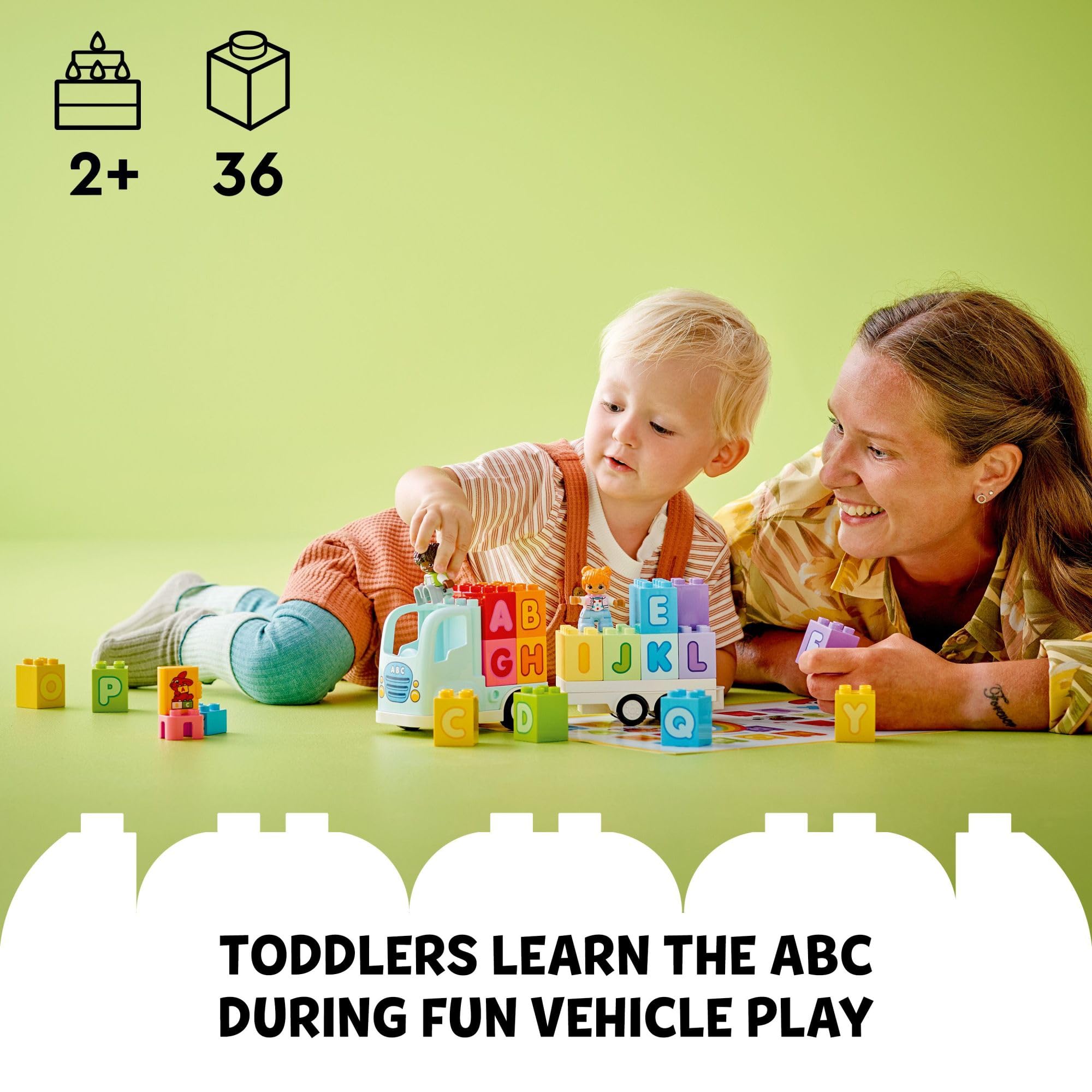 LEGO DUPLO alphabet bricks help toddlers recognize letters during hands-on play