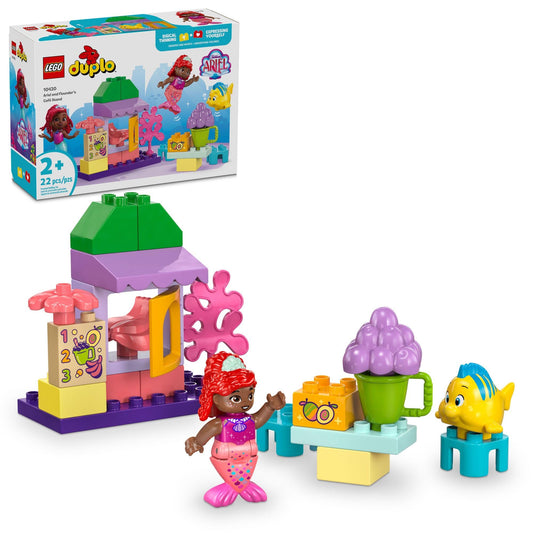 LEGO DUPLO Ariel and Flounder figures at the café stand spark imaginative play and dexterity