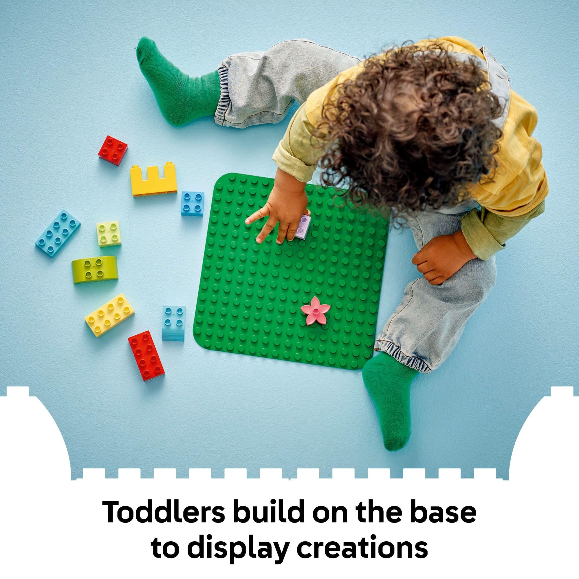 LEGO DUPLO green base plate collapsible design for easy transport.