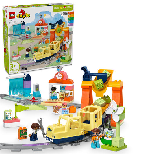 LEGO DUPLO big interactive community train 10428 with figures fuels imaginative play