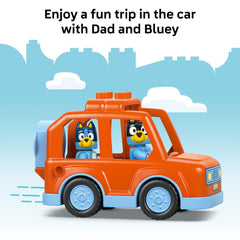 LEGO DUPLO Bluey car image showing a drivable vehicle for dynamic pretend adventures.