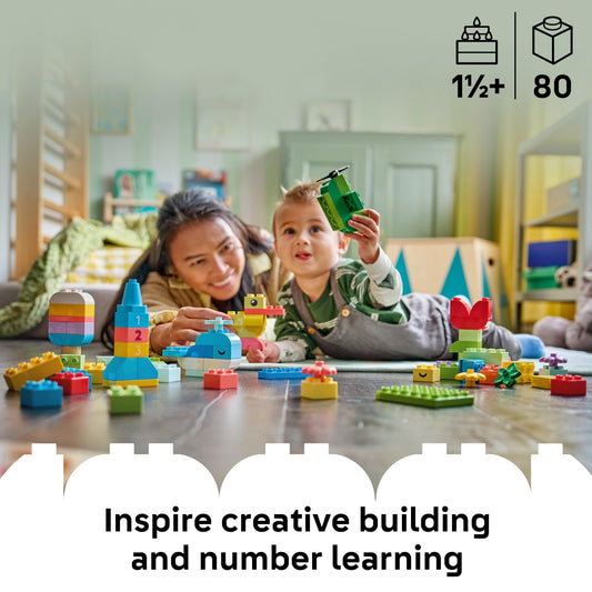 LEGO DUPLO colorful brick assortment laid out to highlight variety and creative options