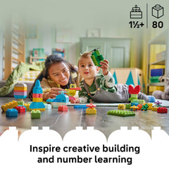 LEGO DUPLO colorful brick assortment laid out to highlight variety and creative options