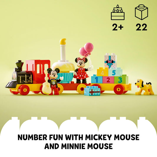 LEGO DUPLO Disney birthday cake and candle enhance festive pretend play.